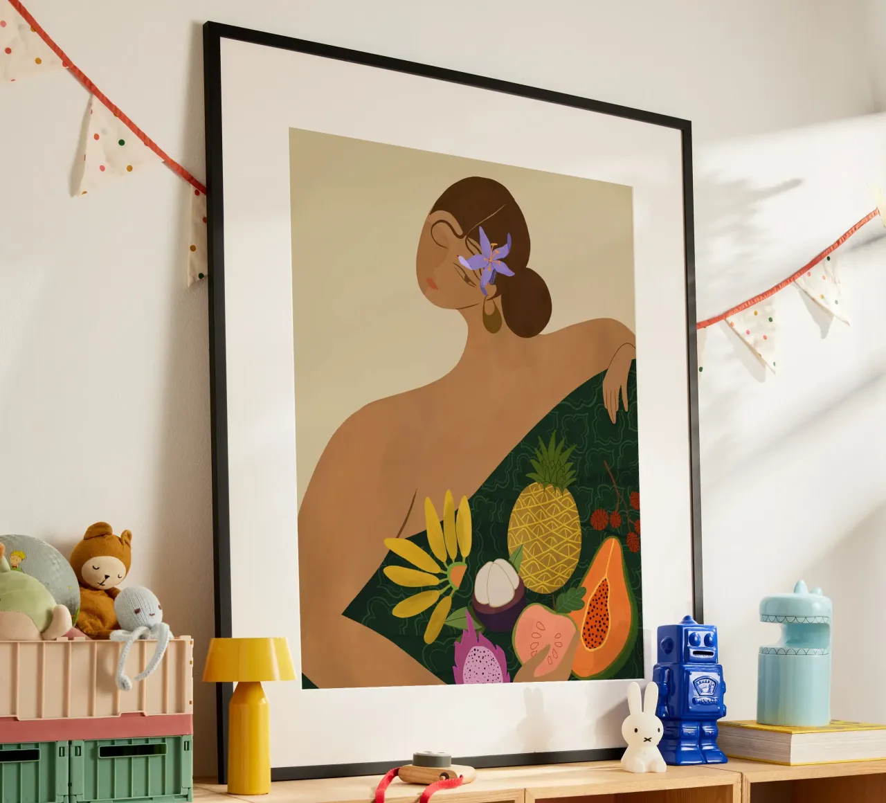 Fruits for Sale poster con telaio in legno da Arty Guava