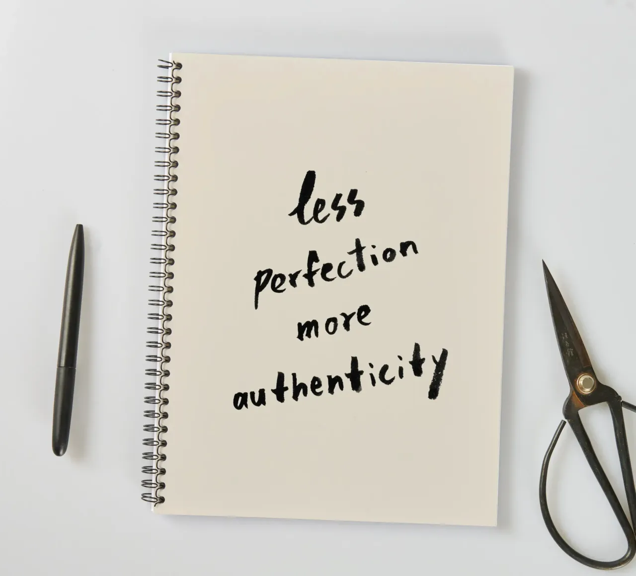 Less Perfection More Authenticity spiral notebook by intemporalis