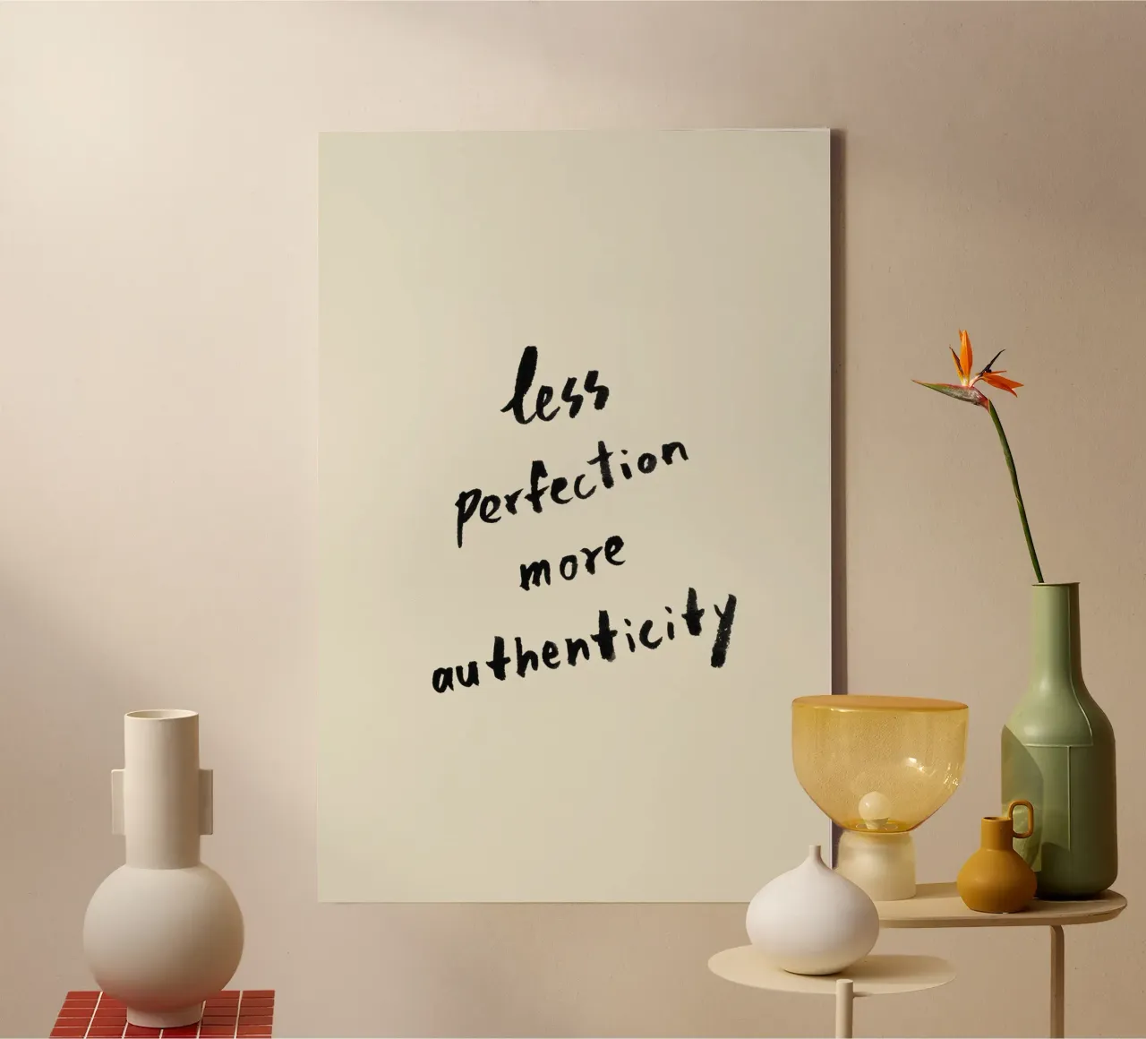 Less Perfection More Authenticity canvas with Floater frame by intemporalis