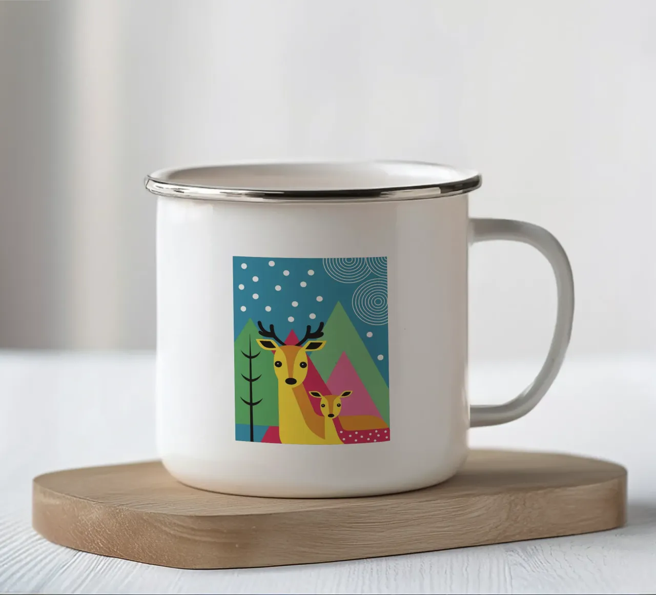 Due cervi tazza in smalto da LOOK DIFFERENT