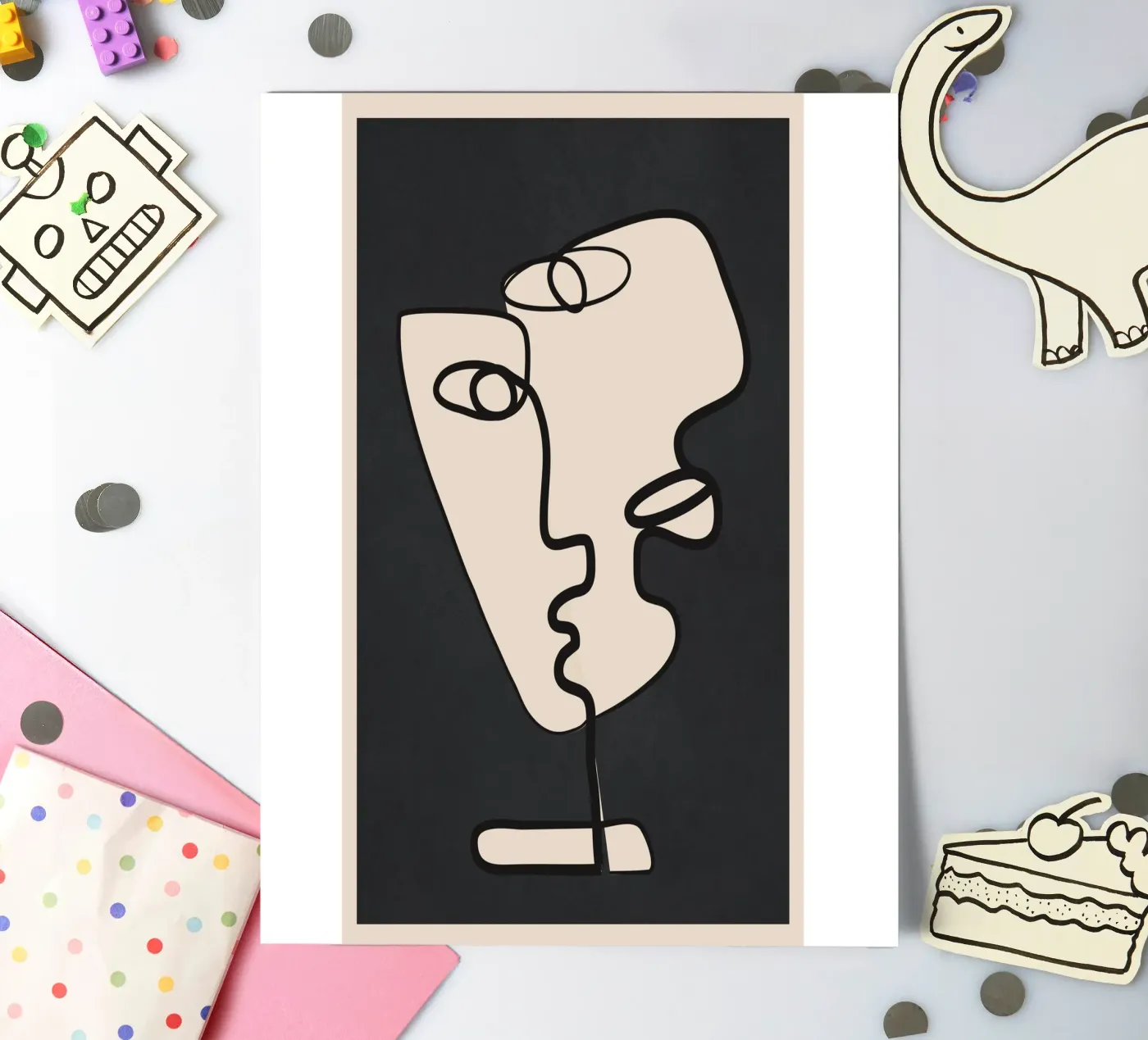 Interwoven Faces 1 sticker sheet by Nadjaa