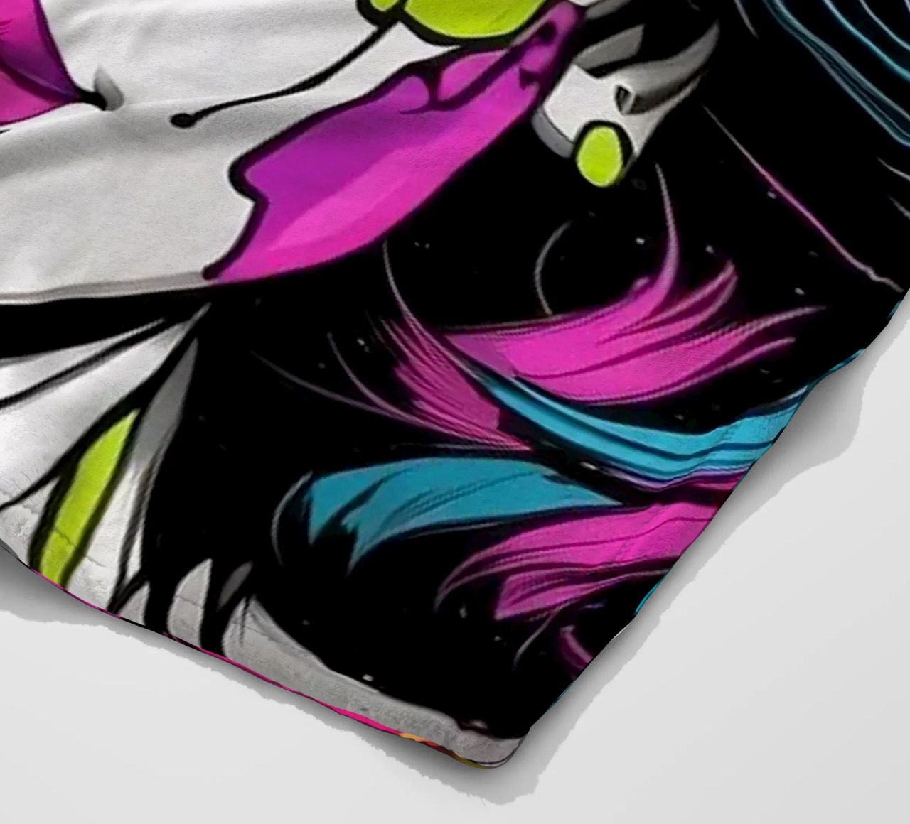 woman's portrait with bold colors and dynamic splashes fleece blanket by DesignDoodle