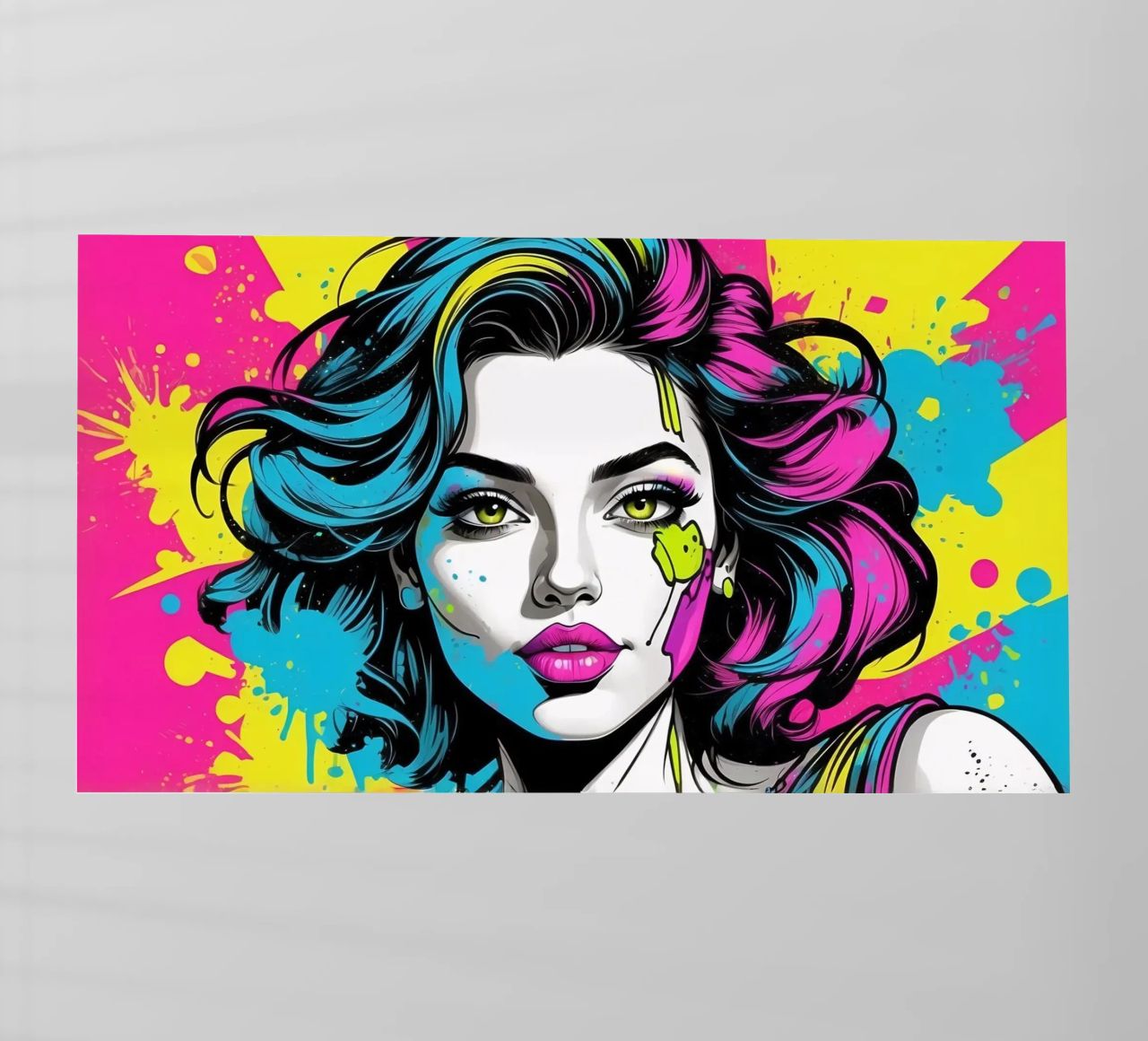 woman's portrait with bold colors and dynamic splashes backlit film by DesignDoodle