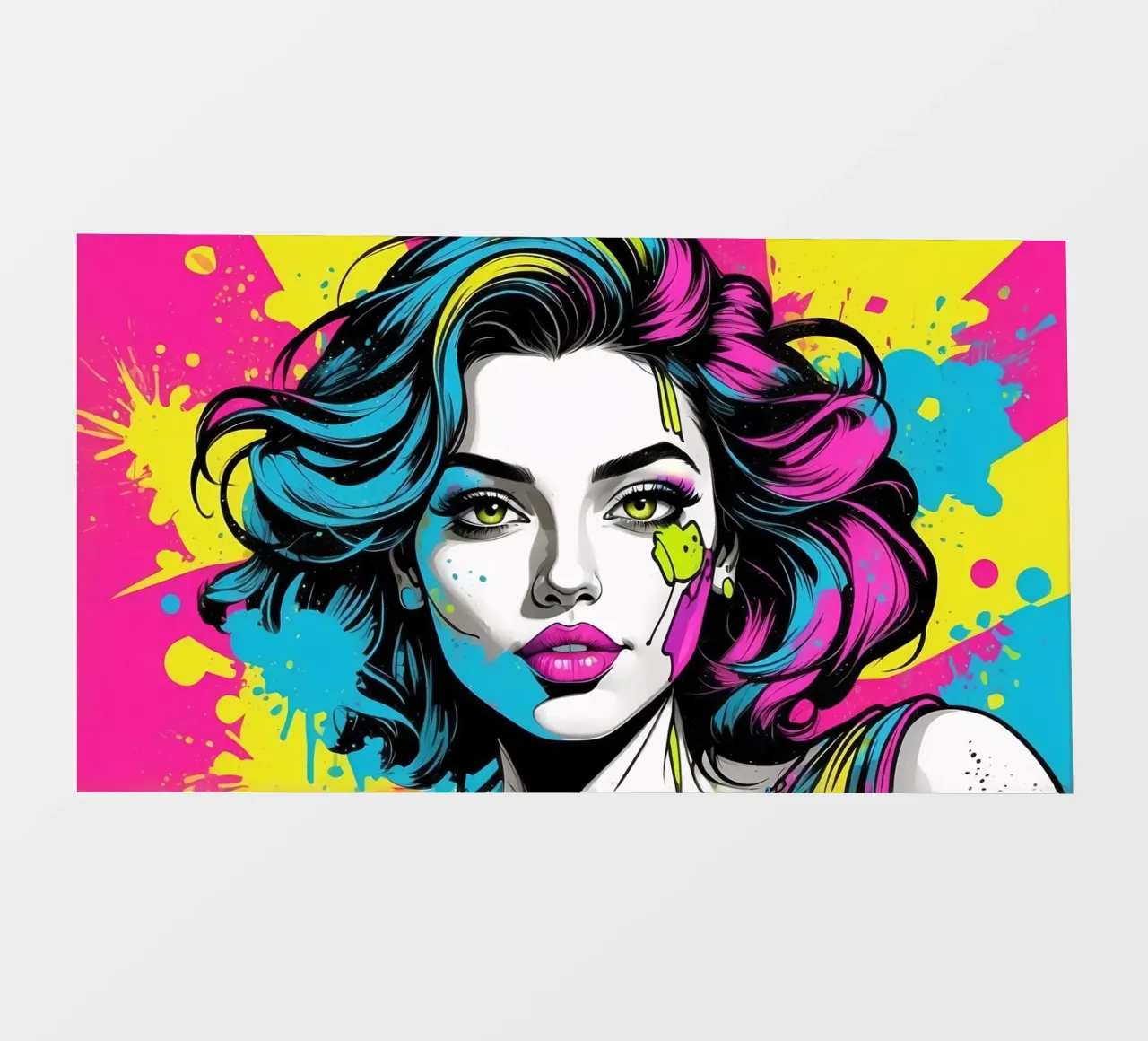 Ritratto di donna con colori vivaci e spruzzi dinamici pellicola backlit da DesignDoodle