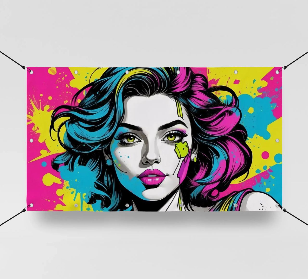 woman's portrait with bold colors and dynamic splashes pvc cover by DesignDoodle