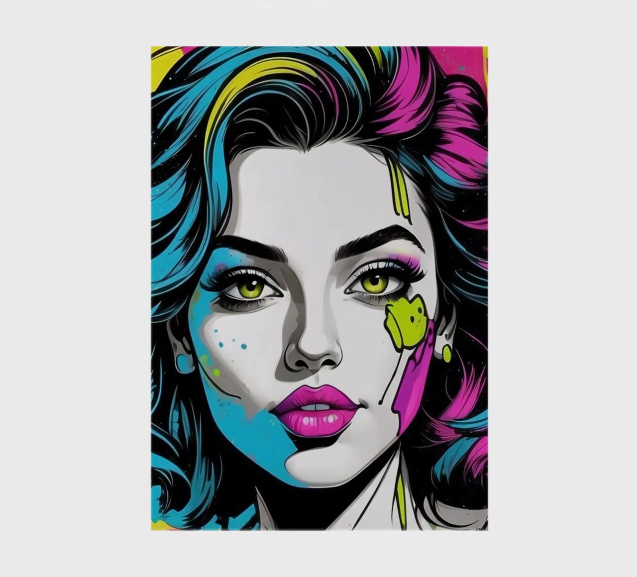 woman's portrait with bold colors and dynamic splashes notebook by DesignDoodle