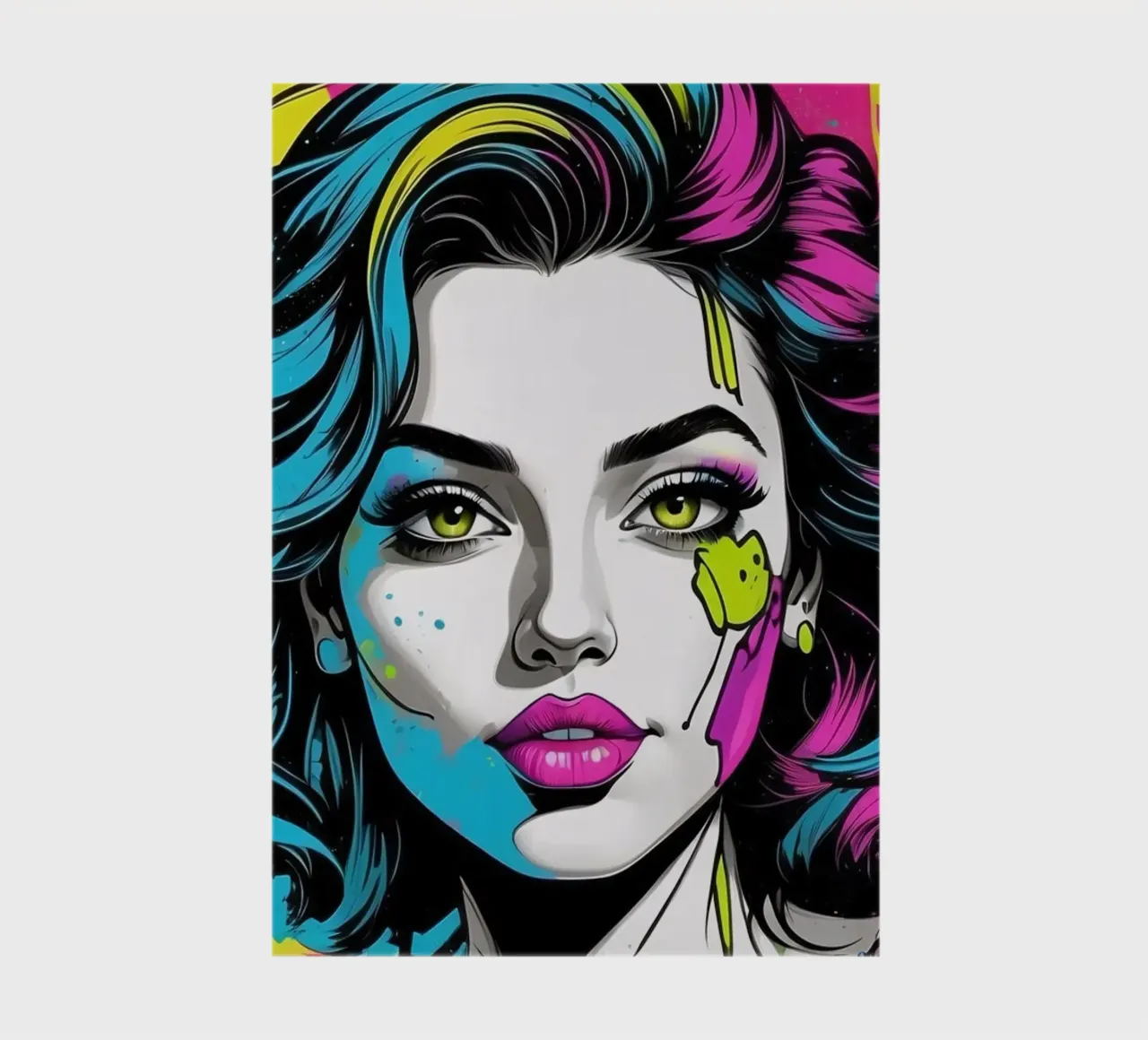 woman's portrait with bold colors and dynamic splashes notebook by DesignDoodle