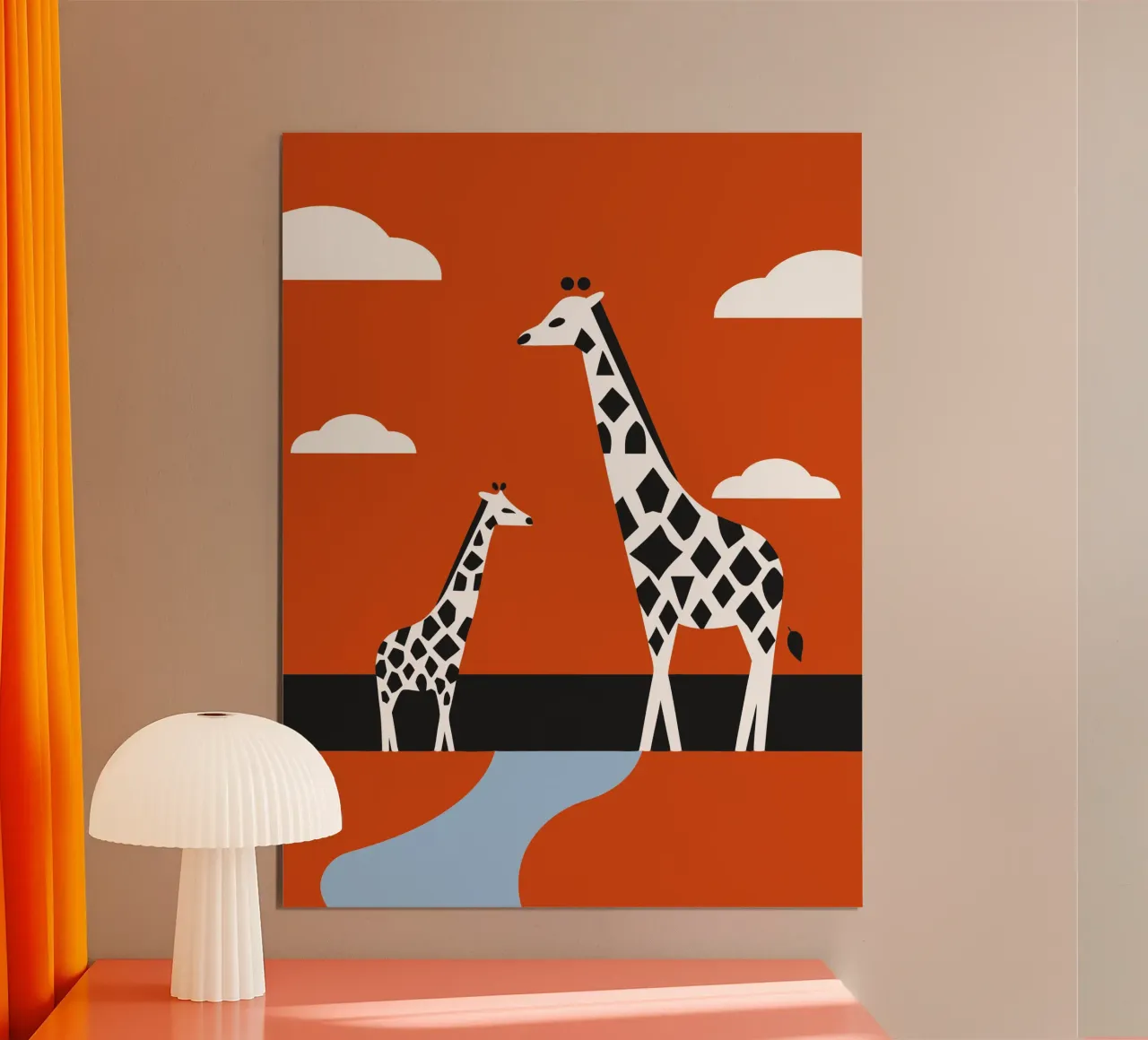 Two Giraffes poster con telaio in legno da LOOK DIFFERENT