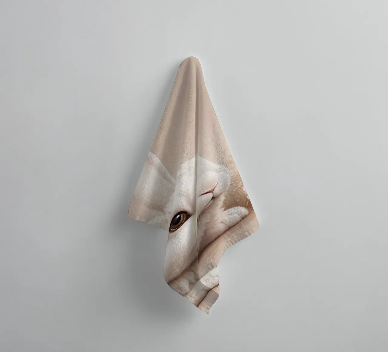 Lapin blanc pelucheux se reposant parmi des fleurs délicates soft art serviette de bain de DesignDoodle