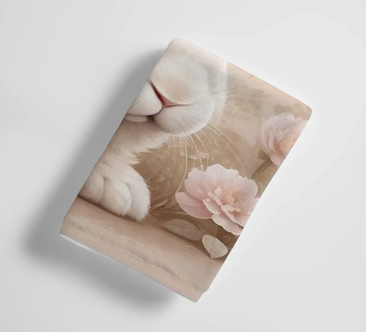 Lapin blanc pelucheux se reposant parmi des fleurs délicates soft art serviette de bain de DesignDoodle