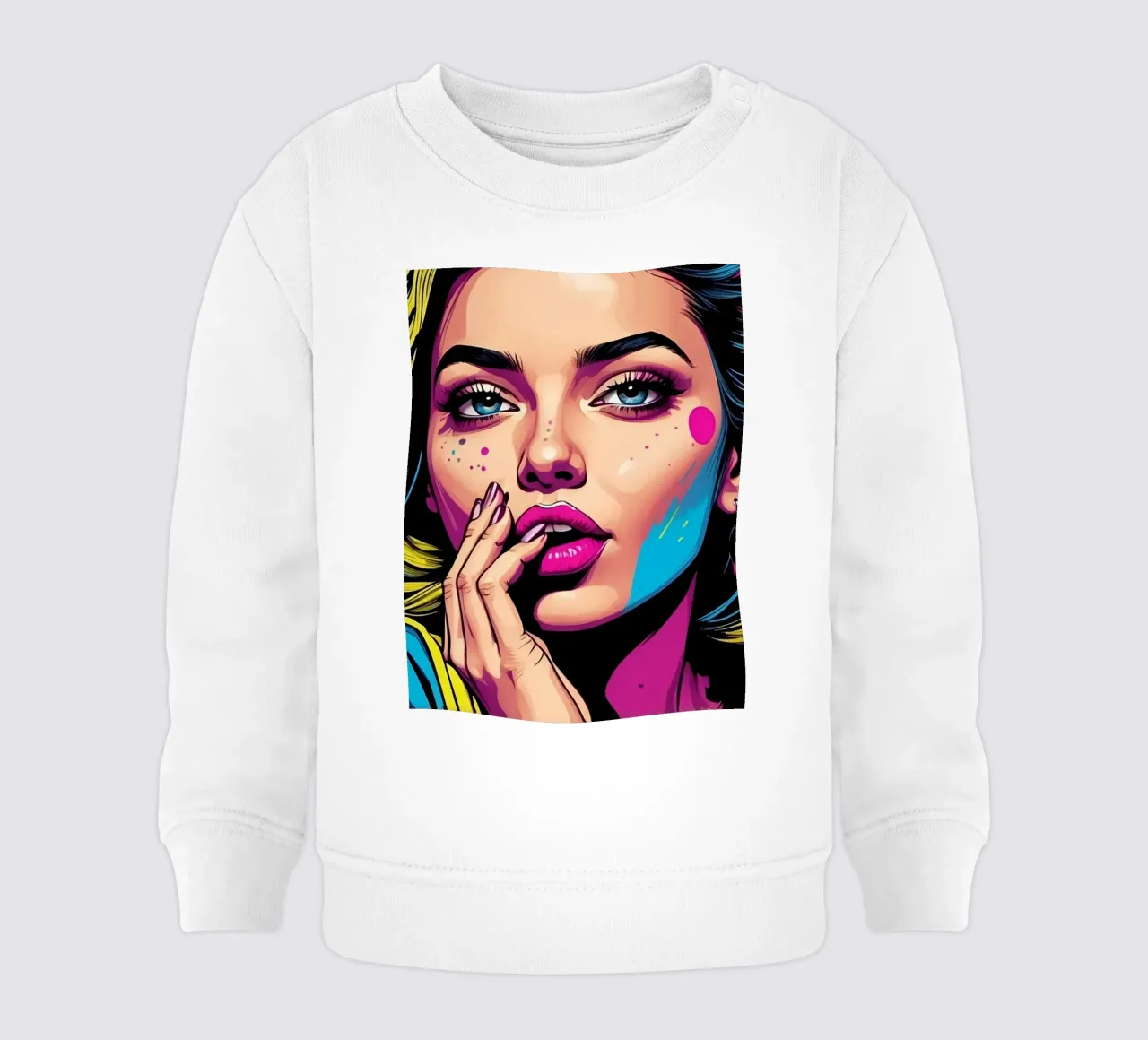 donna che sfoggia un vivace stile pop art con colori di grande effetto felpa neonato da DesignDoodle