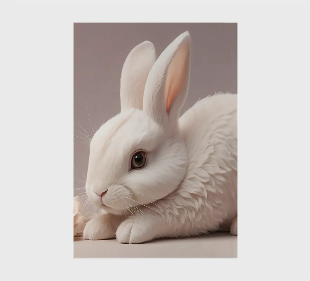 White rabbit resting among soft pink flowers notebook by DesignDoodle