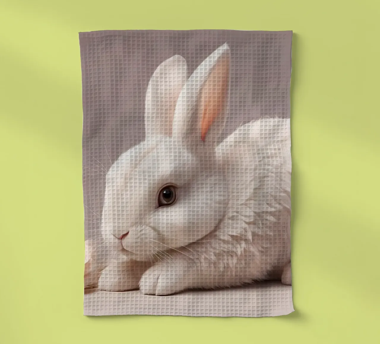 Lapin blanc se reposant parmi des fleurs roses torchon de DesignDoodle