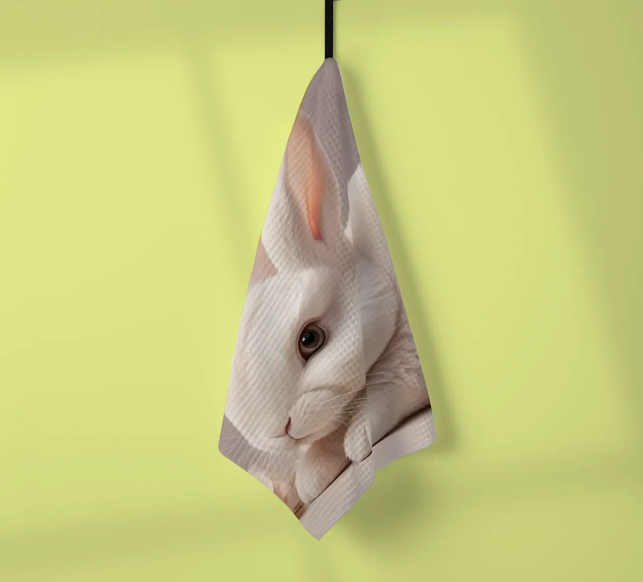 Lapin blanc se reposant parmi des fleurs roses torchon de DesignDoodle