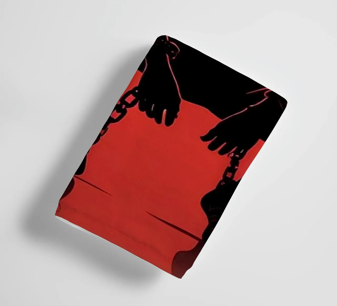 Artistic representation of guy in chains on red backdrop towel by DesignDoodle