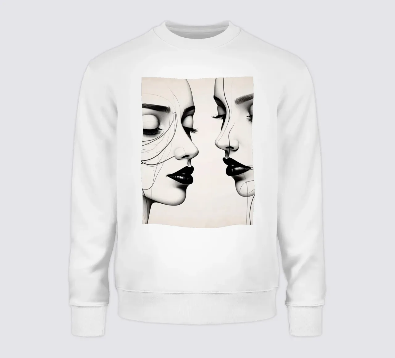 Twee elegante gezichten in profiel met ingewikkelde lijntekeningen sweatshirt van DesignDoodle