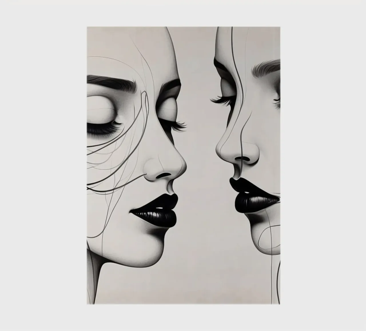 Two elegant faces in profile showcasing intricate line art notebook by DesignDoodle