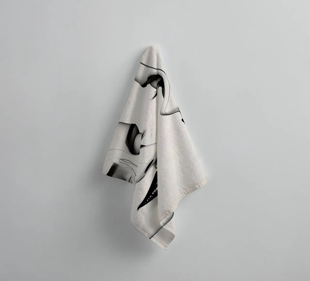 Two elegant faces in profile showcasing intricate line art towel by DesignDoodle