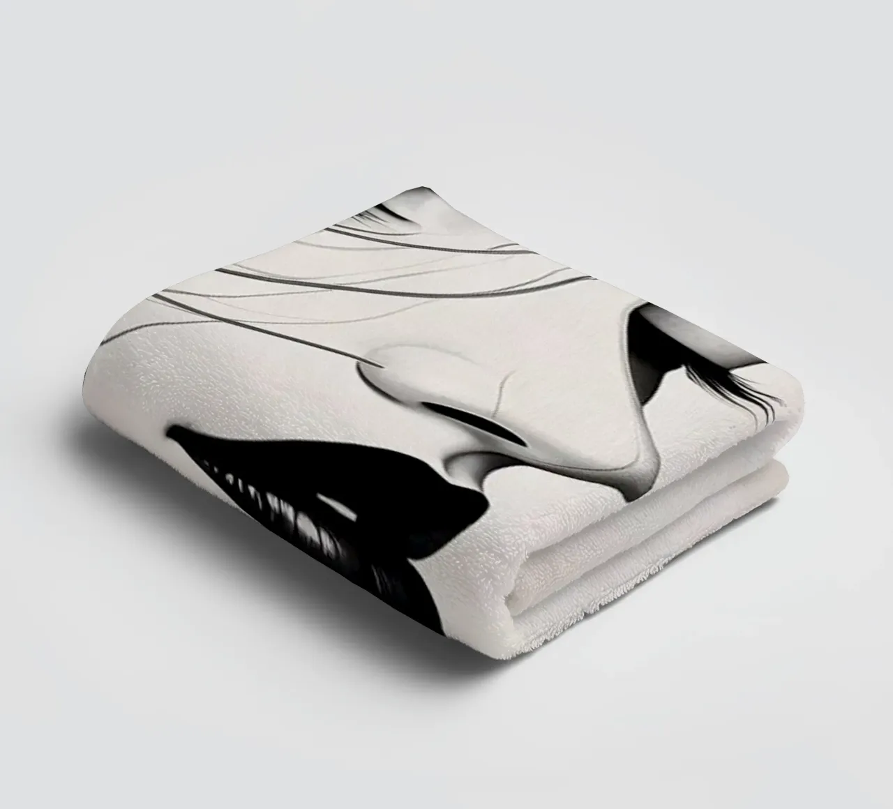 Two elegant faces in profile showcasing intricate line art towel by DesignDoodle