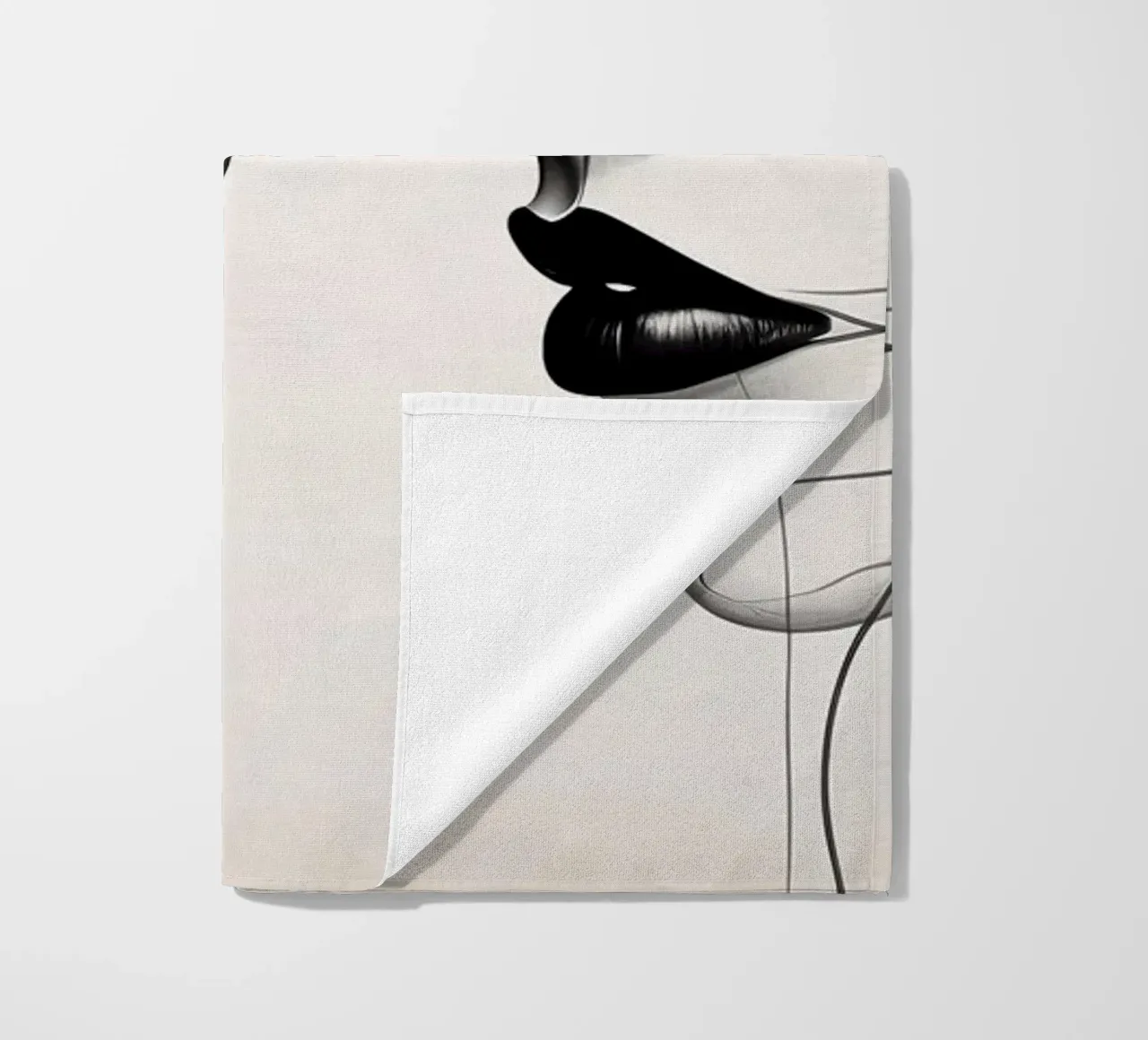 Two elegant faces in profile showcasing intricate line art beach towel by DesignDoodle