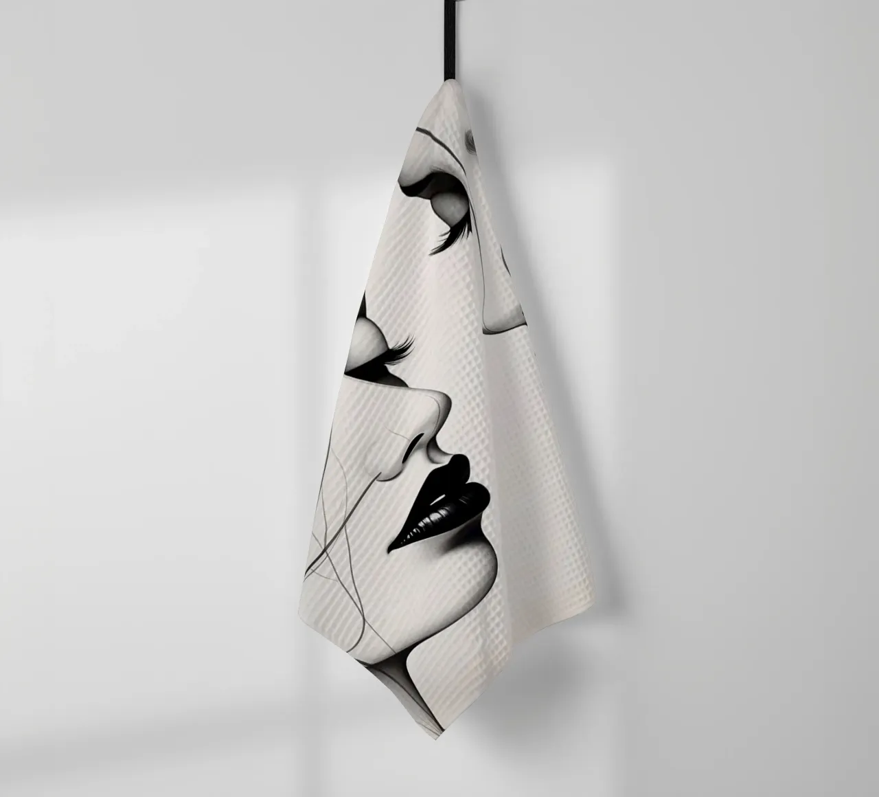 Due eleganti volti di profilo che mostrano un'intricata line art. canovaccio da cucina da DesignDoodle