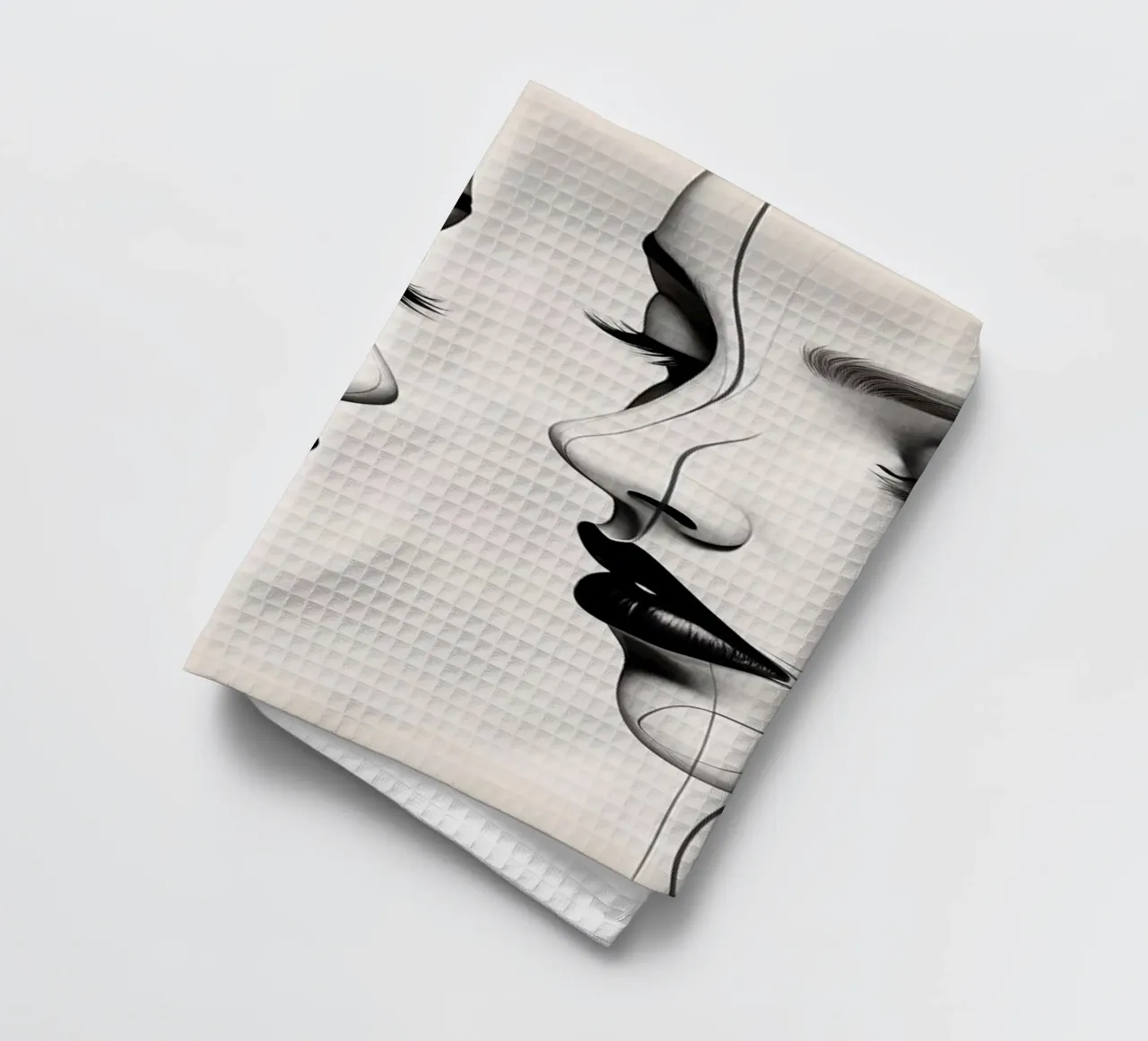 Due eleganti volti di profilo che mostrano un'intricata line art. canovaccio da cucina da DesignDoodle