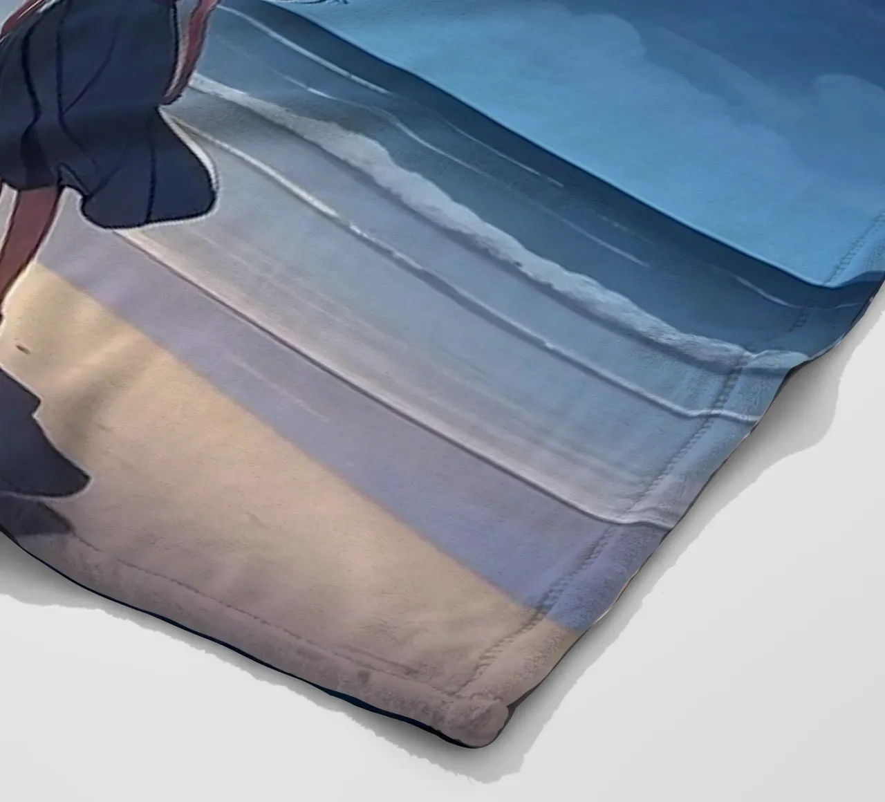 Giovane donna in piedi su una spiaggia serena di notte, guardando coperta in pile da DesignDoodle
