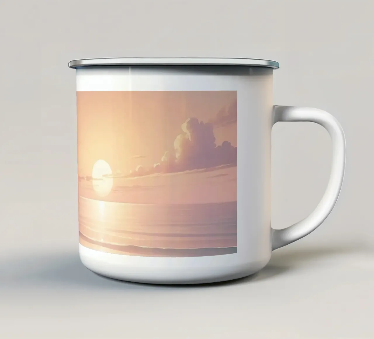 Splendido tramonto sulle calme acque dell'oceano con dolci onde tazza in smalto da DesignDoodle