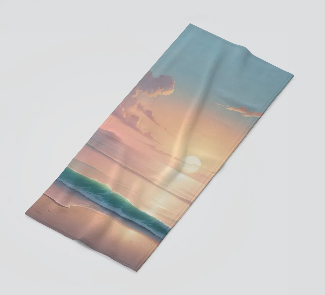 Splendido tramonto sulle calme acque dell'oceano con dolci onde telo mare da DesignDoodle