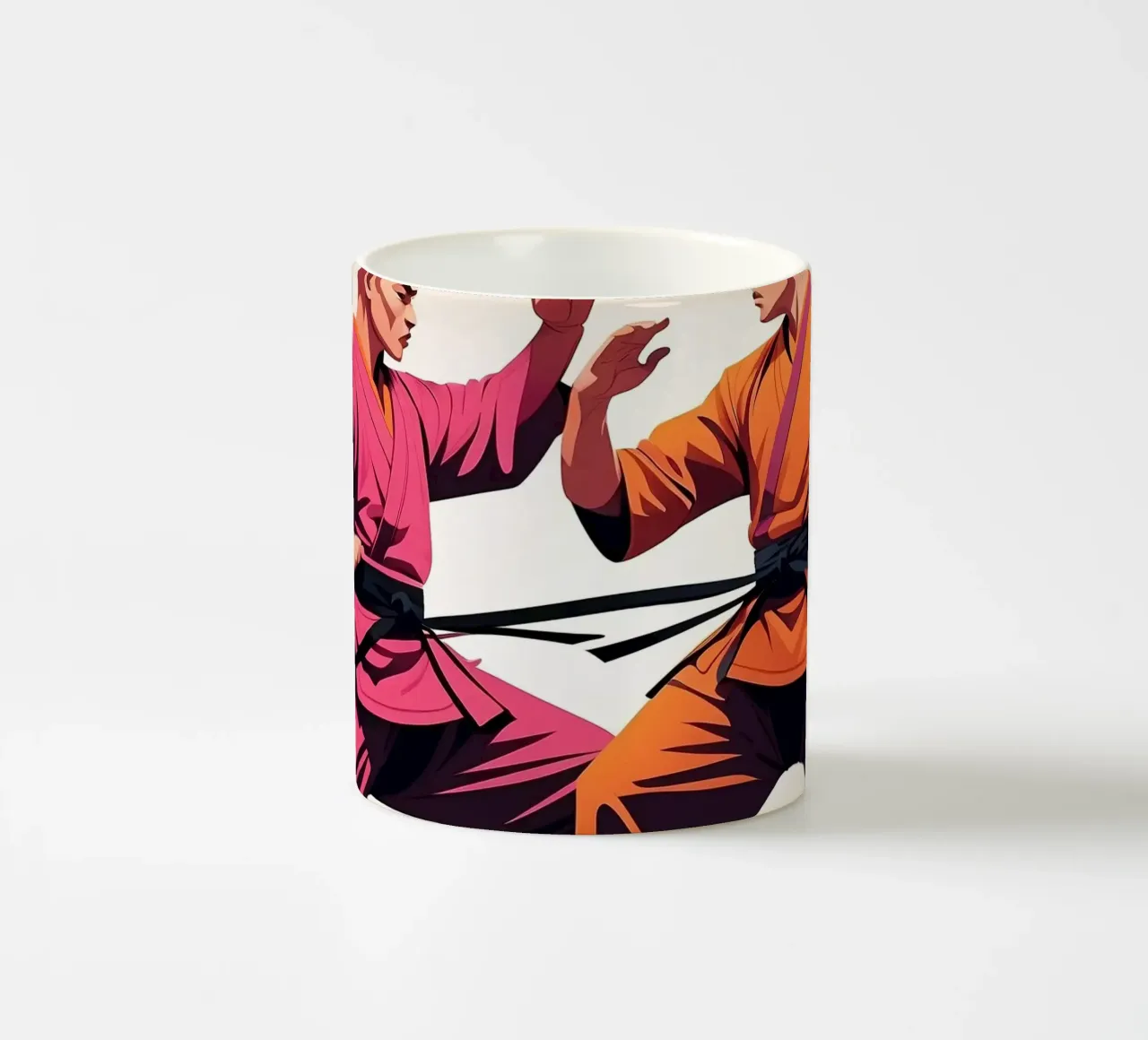 Due artisti marziali si sfidano in un duello tazza in ceramica da DesignDoodle