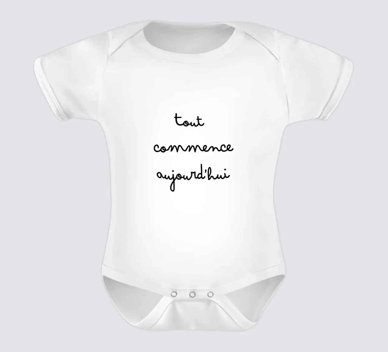 It all starts today short-sleeve baby romper by TCHAK ART