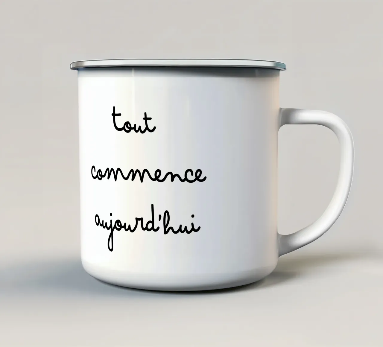 Tutto inizia oggi tazza in smalto da TCHAK ART