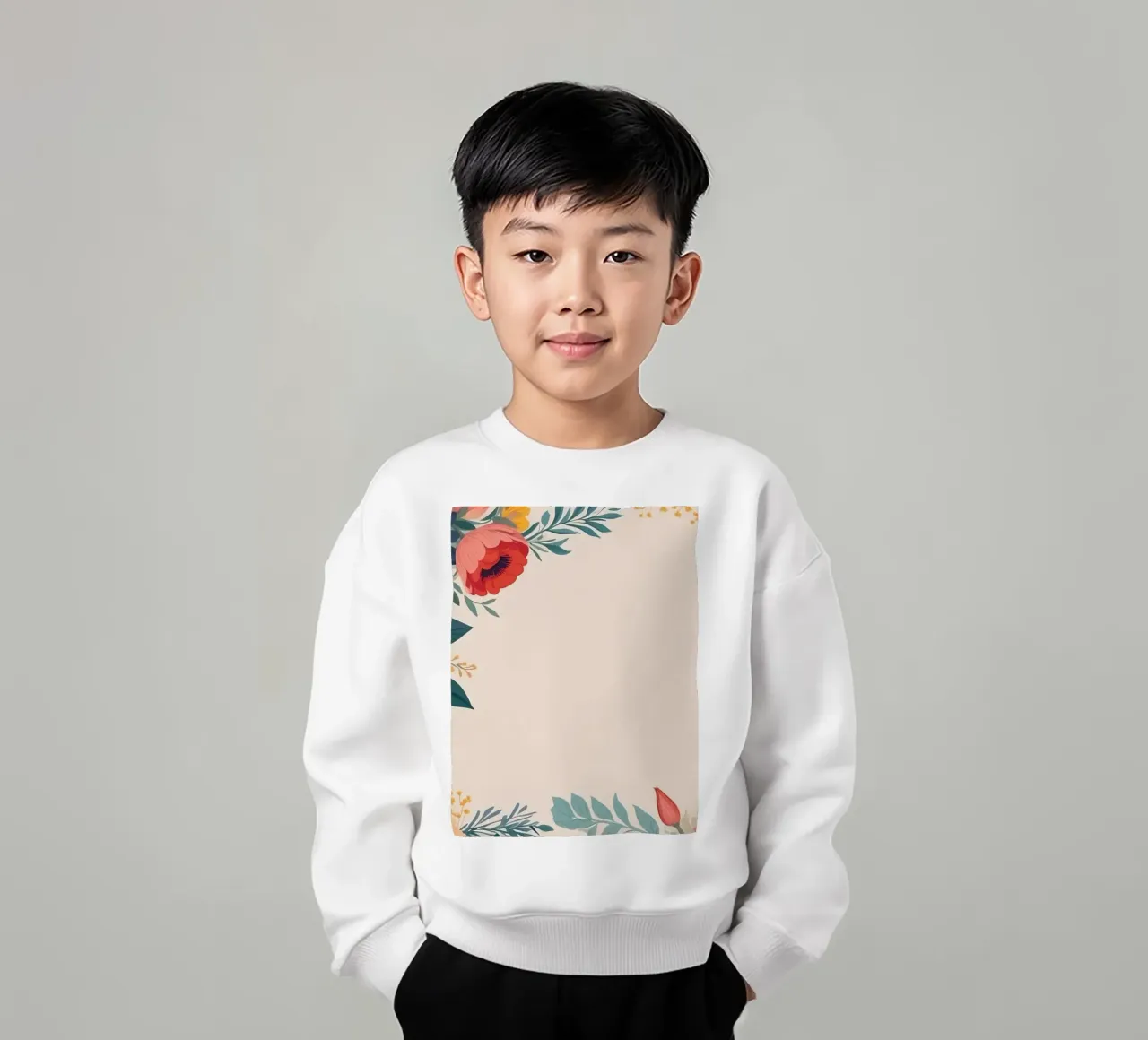 Bordi floreali colorati con varietà di fiori in fiore felpa bambino da DesignDoodle