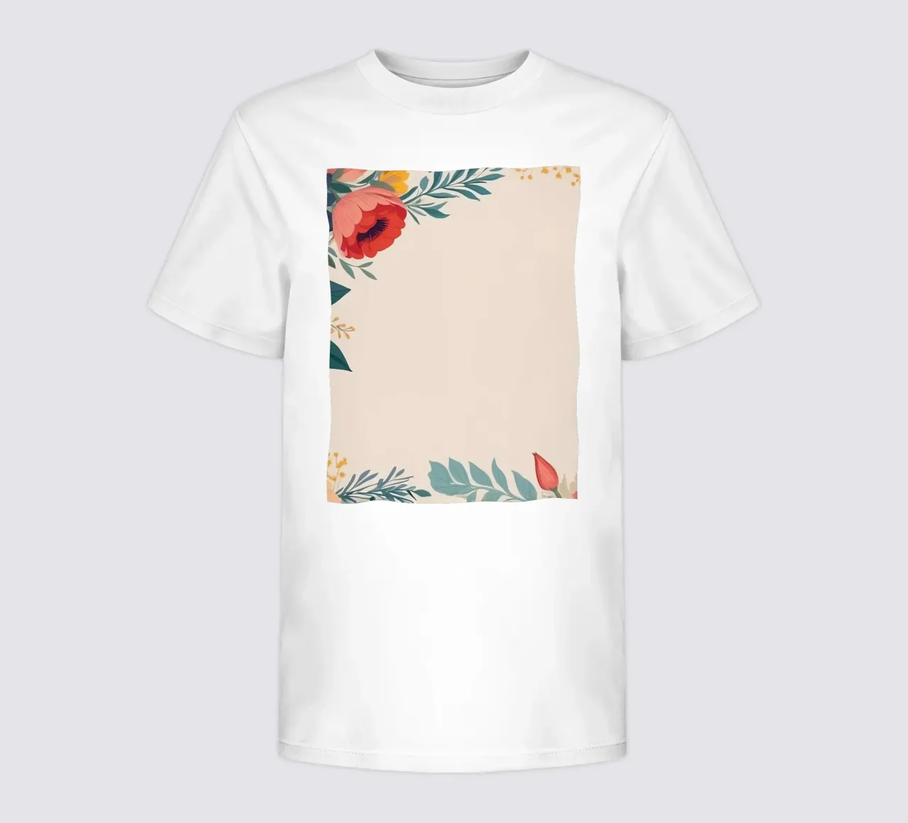 Colorful floral border art with variety of blooming flowers kids t-shirt by DesignDoodle