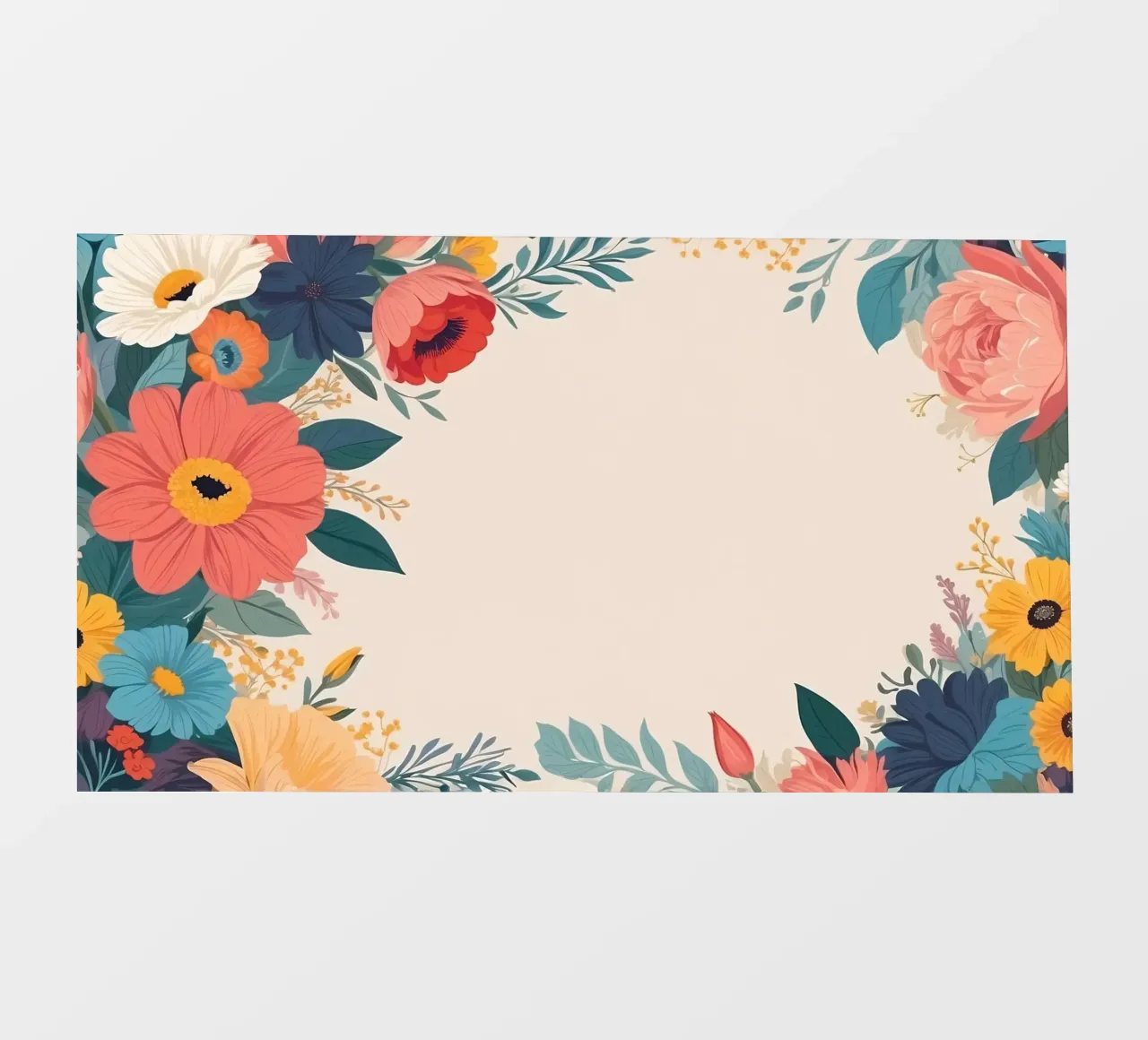 Bordi floreali colorati con varietà di fiori in fiore telo in pvc da DesignDoodle