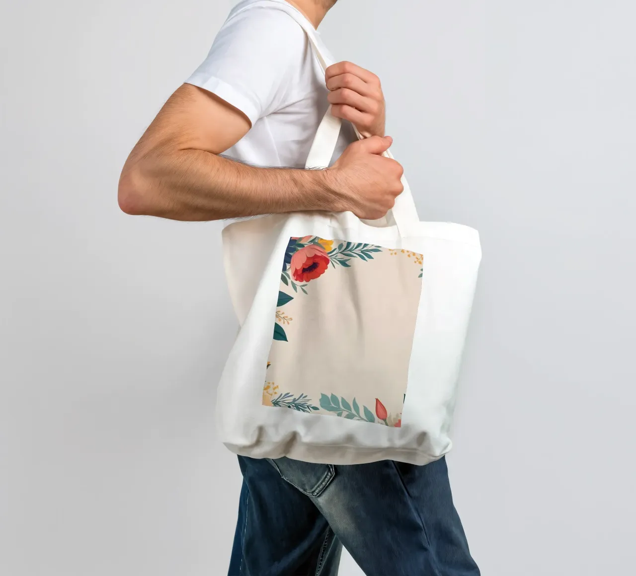 Bordi floreali colorati con varietà di fiori in fiore borsa in juta da DesignDoodle