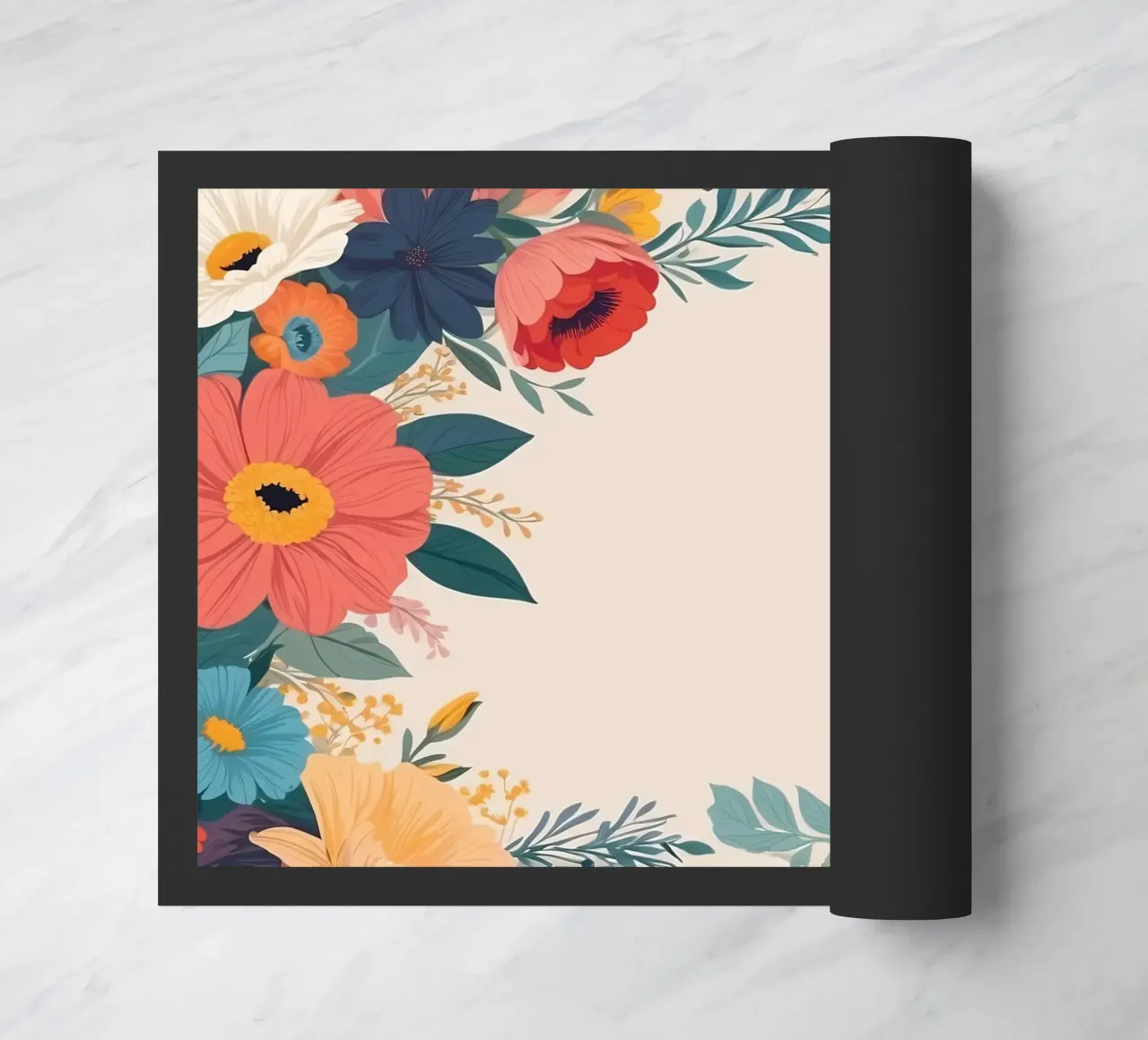 Bordi floreali colorati con varietà di fiori in fiore zerbino da DesignDoodle