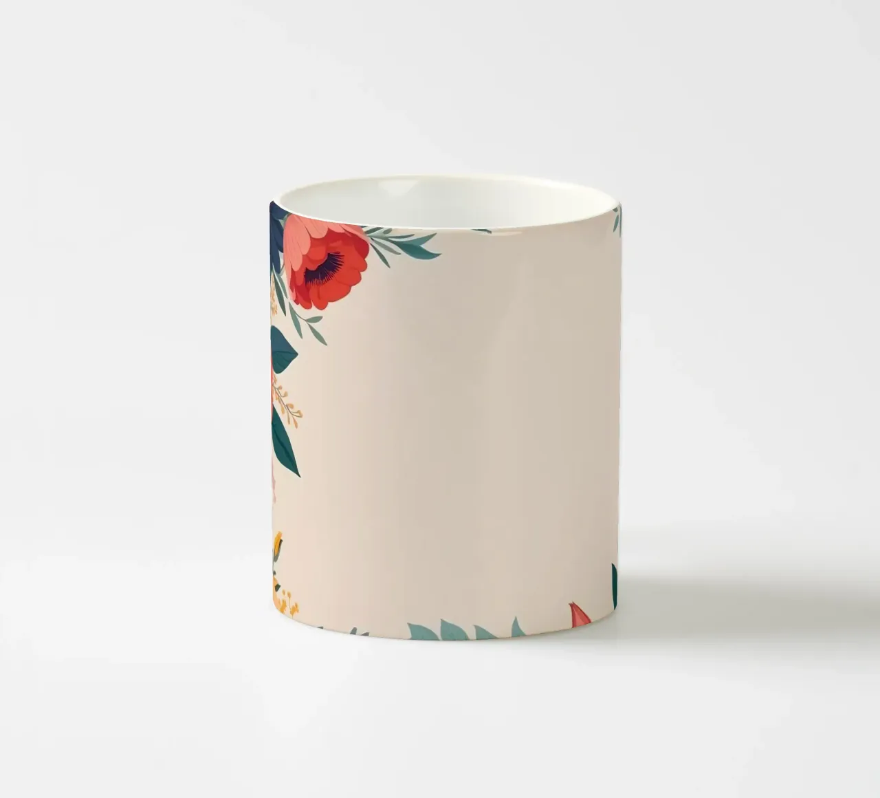 Bordi floreali colorati con varietà di fiori in fiore tazza in ceramica da DesignDoodle