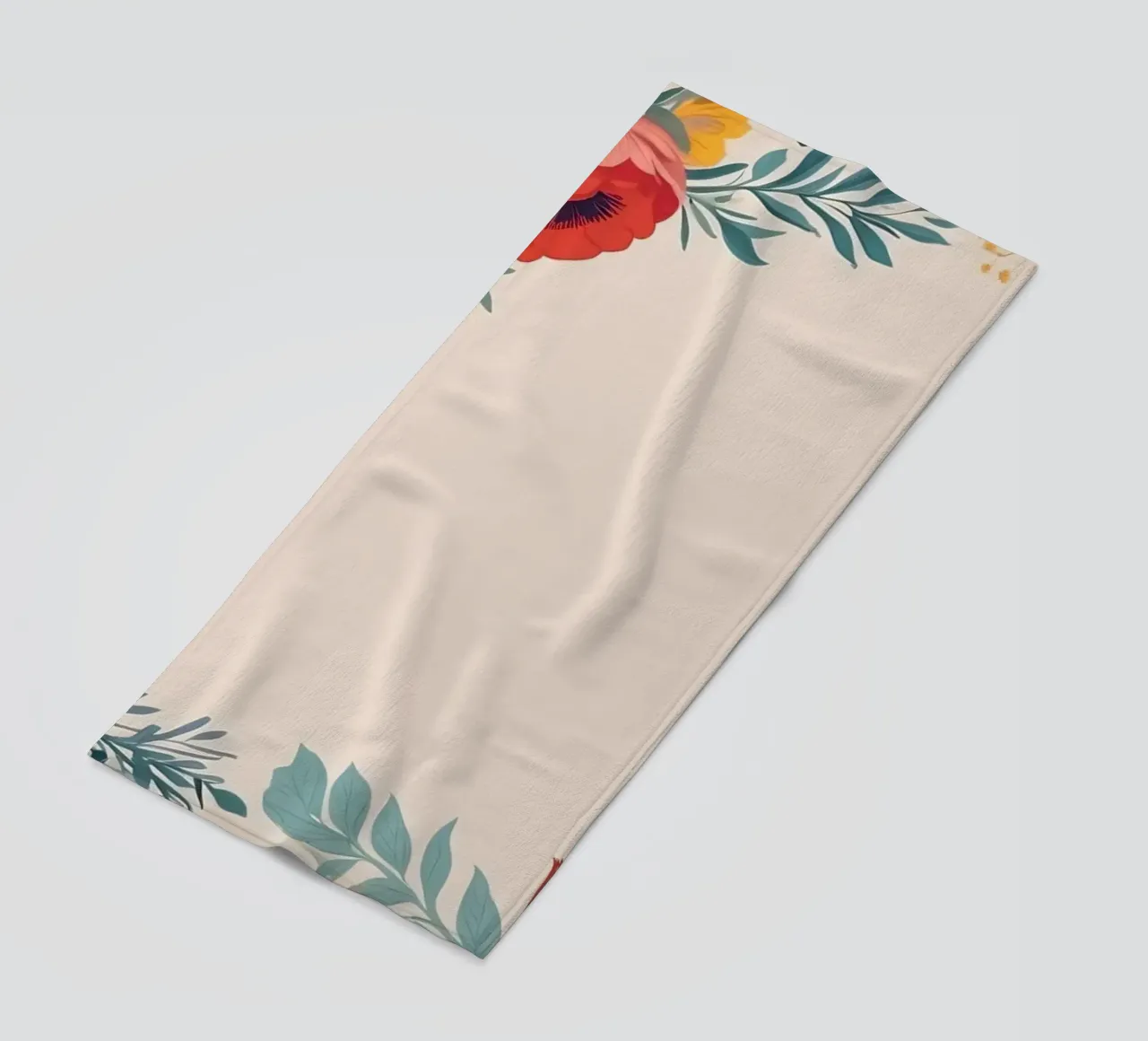 Bordi floreali colorati con varietà di fiori in fiore telo mare da DesignDoodle