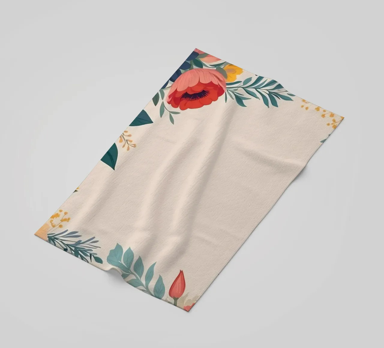 Bordi floreali colorati con varietà di fiori in fiore telo mare da DesignDoodle