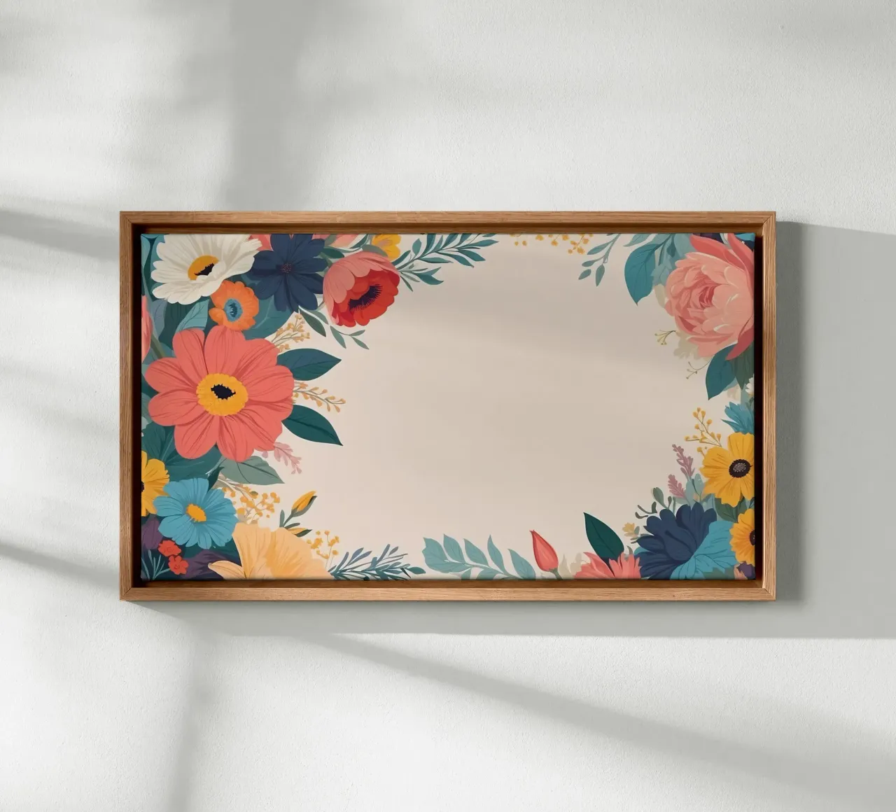 Bordi floreali colorati con varietà di fiori in fiore tela da DesignDoodle