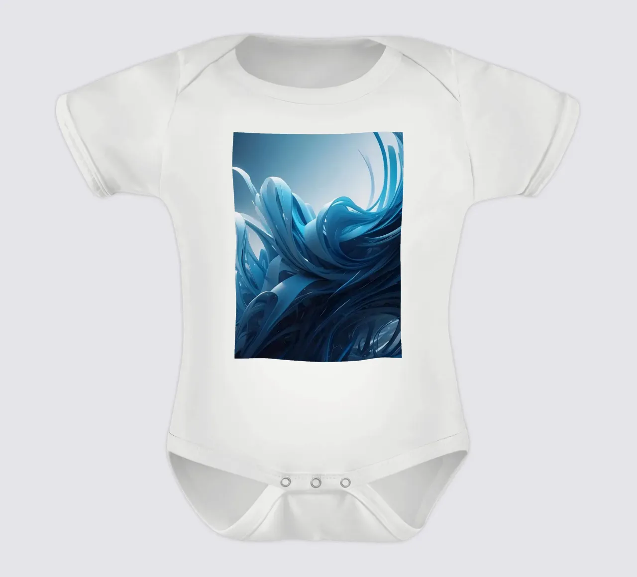 Fließende Blautöne erzeugen einen abstrakten Welleneffekt in dynamischer Kunst Kurzarm Babybody von DesignDoodle