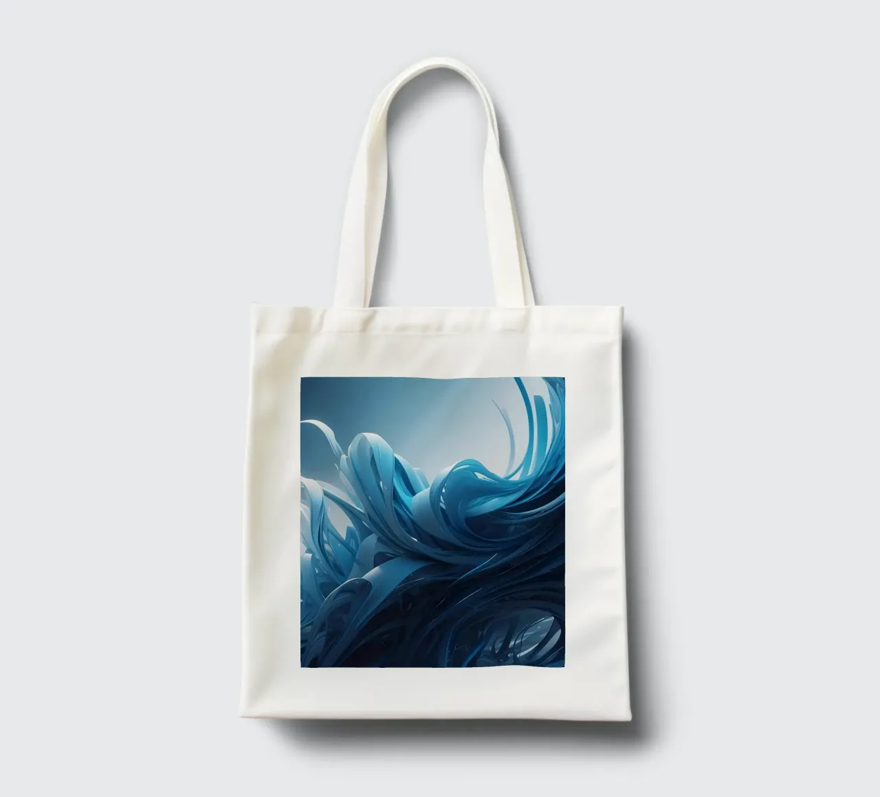 Les bleus fluides créent un effet de vague abstrait dans l'art dynamique tote bag de DesignDoodle