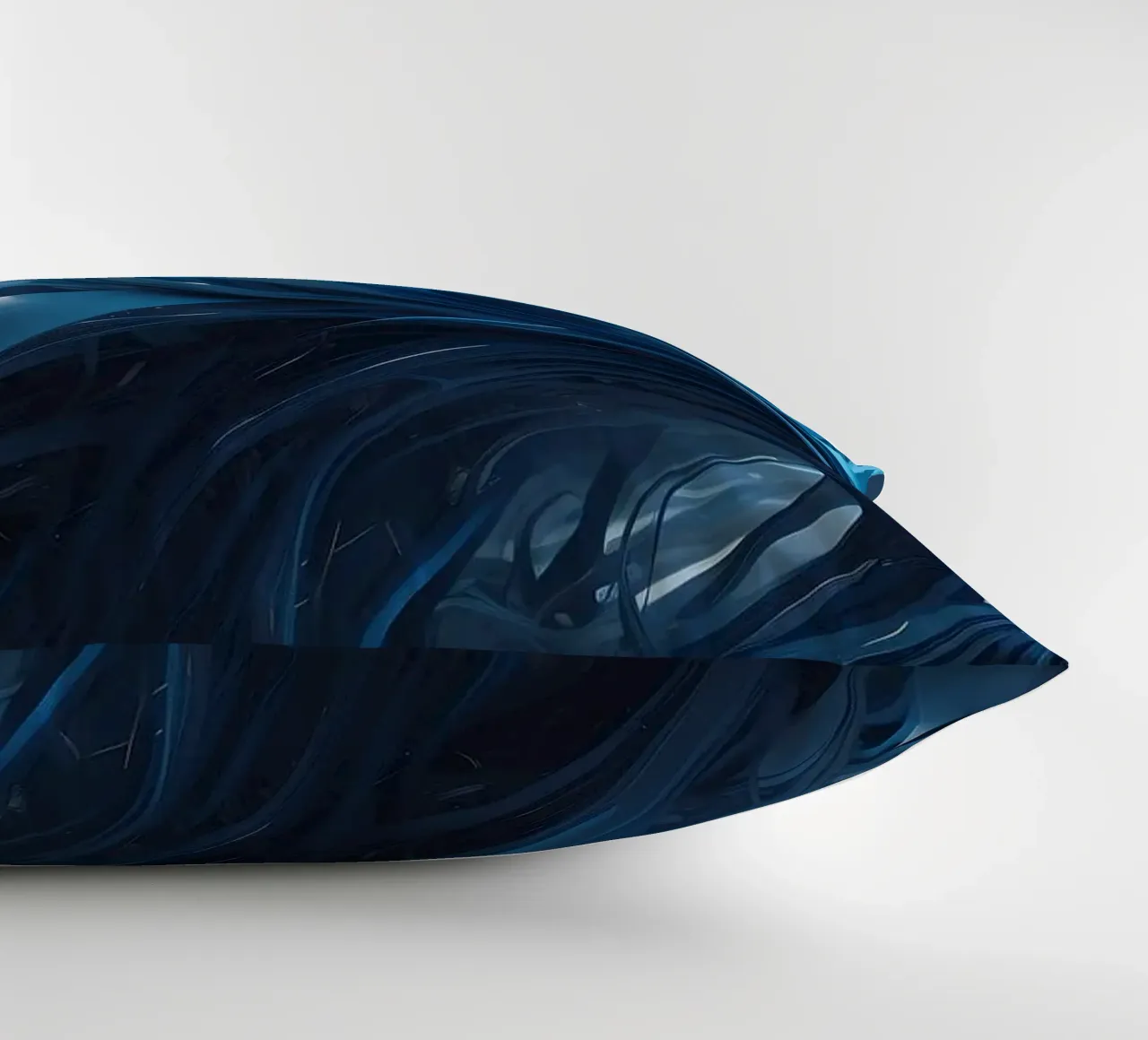 Flowing blues create an abstract wave effect in dynamic art decorative cushion by DesignDoodle