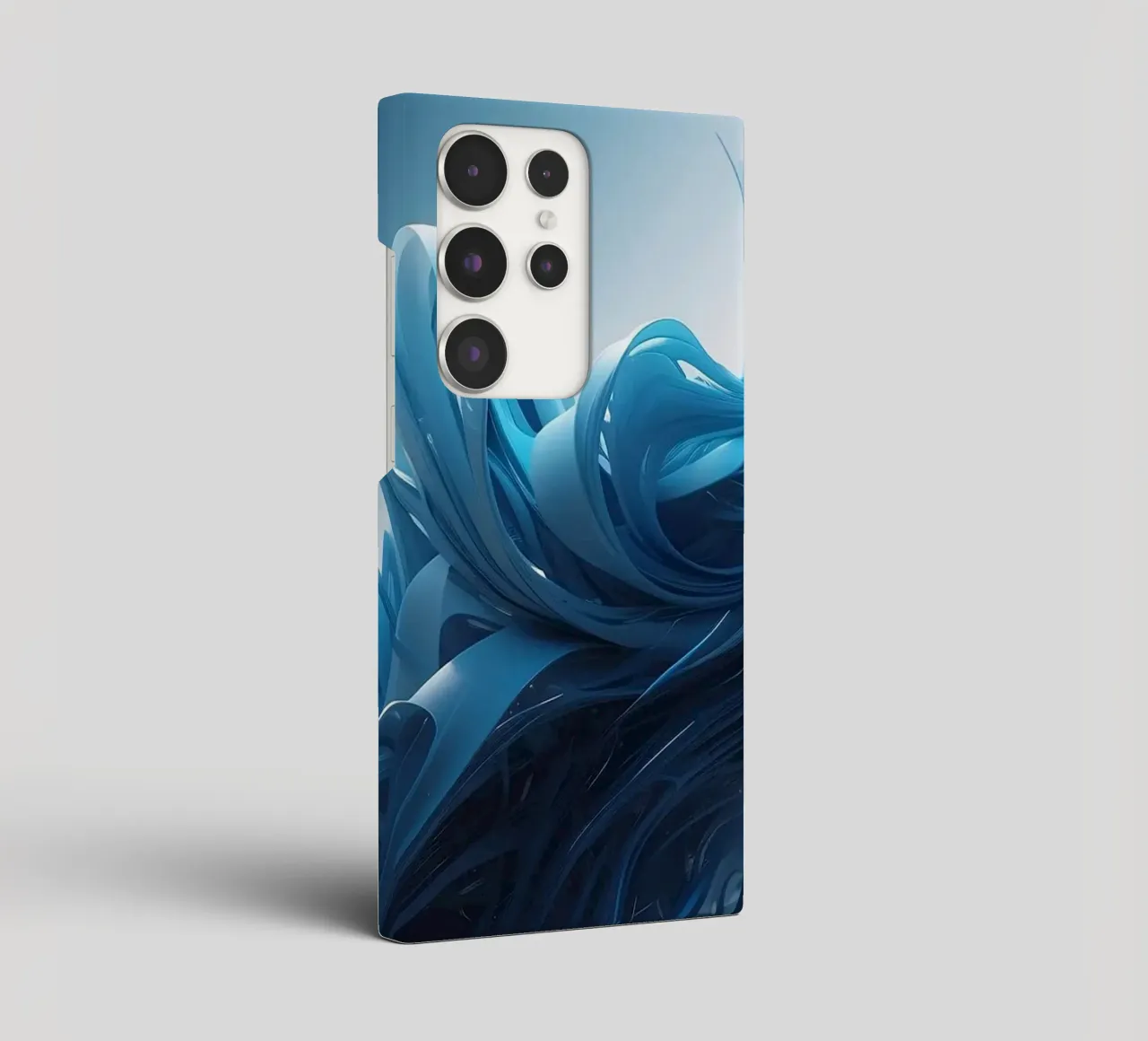 Flowing blues create an abstract wave effect in dynamic art samsung phone case by DesignDoodle