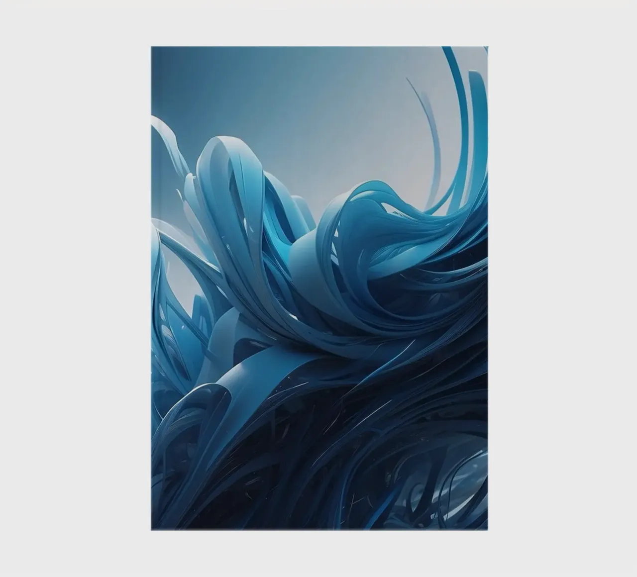 Flowing blues create an abstract wave effect in dynamic art notebook by DesignDoodle