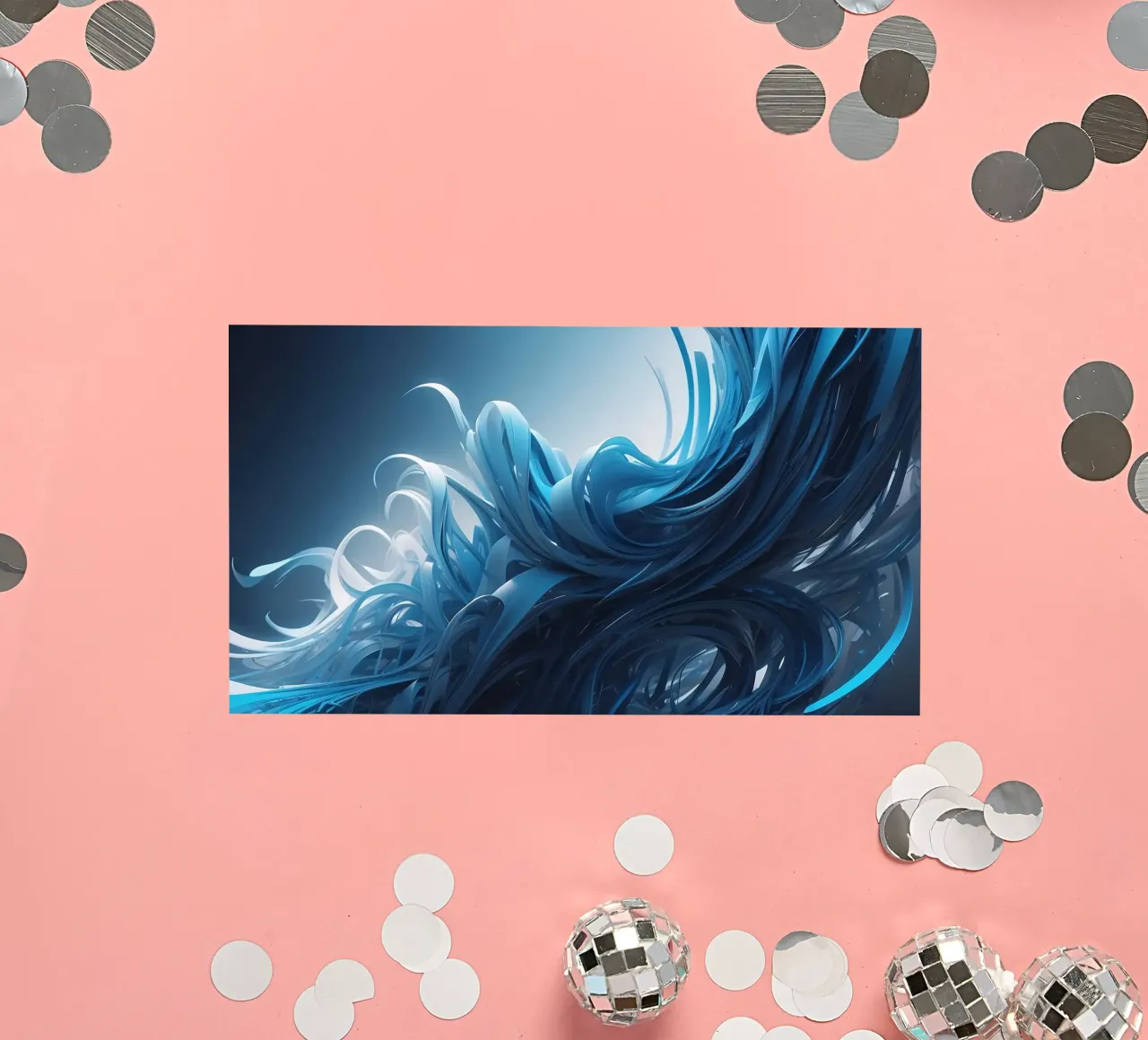 I blu fluenti creano un effetto onda astratto nell'arte dinamica adesivo da DesignDoodle