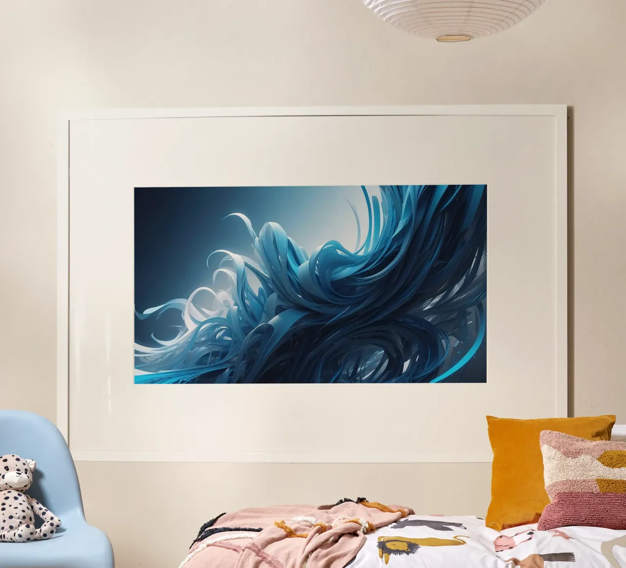 Les bleus fluides créent un effet de vague abstrait dans l'art dynamique poster de DesignDoodle