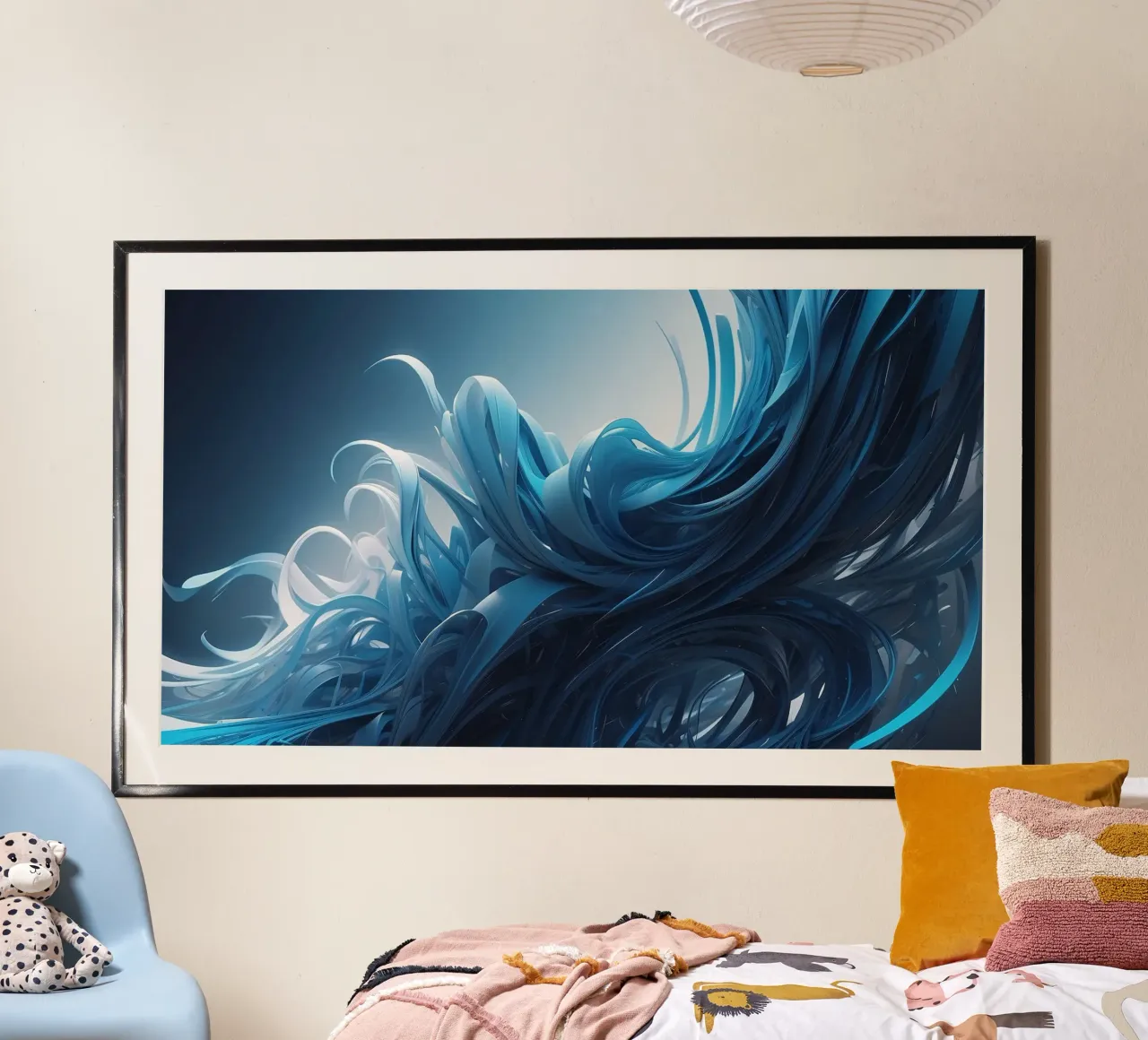 Les bleus fluides créent un effet de vague abstrait dans l'art dynamique poster de DesignDoodle