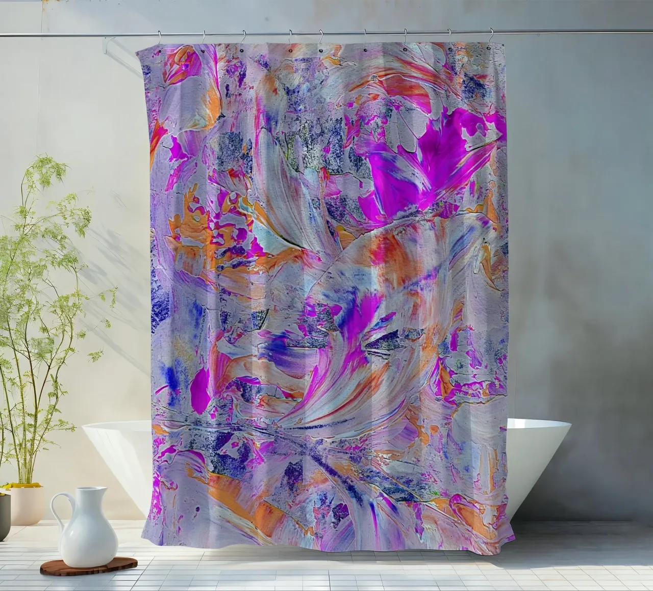 IDEAL GIFT 28 invers shower curtain by Thierry Vobmann Abstract painting